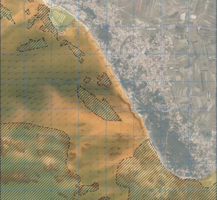 Extrait de la modélisation des effets de Xynthia sur le transport sédimentaire
